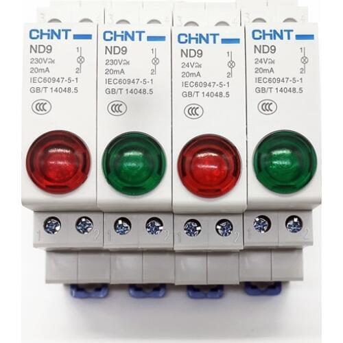CHINT LED Signal Lamp ND9 Series AC DC230V 24V Pilot Lights Din Rail Mount Indication Light