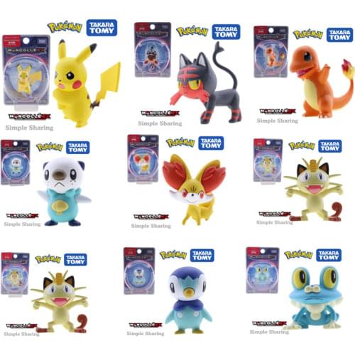 Takara Tomy Pokemon Anime Figure Monster Squirtle TIbles Popplio Miniature Vaporeon Pikachu Model Anime Action Figures Toys