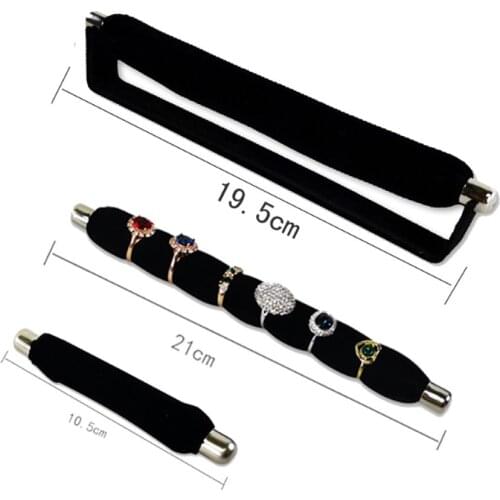 Creative Velvet Sponge Stick Ring Bar Jewelry Display Storage Holder Rack Black Ring Jewelry Organizer Exhibition Stand Set