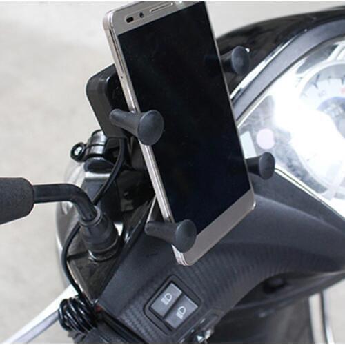 Universal Motorcycle Cell Phone Mount Holder Waterproof with USB Charger 360 Degrees Rotation for GPS ATV Scooter Moped Cruiser