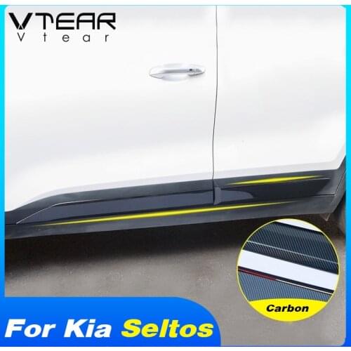 Vtear Car Door Trim Cover Body Exterior Mouldings Decoration Chrome Car-styling Accessories Parts For Kia Seltos 2020 2021