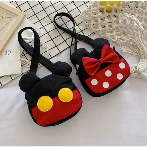 Disney Japanese cute cartoon Mickey mouse canvas bag small bag girl mobile phone bag wild shoulder messenger bag student bag