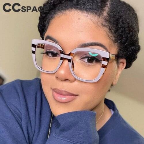 45759 Large Frame Spring Leg Glasses Frame Anti-Blue Light Womens Optical Fashion Computer Glasses