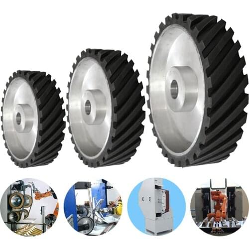 300mm 12inch Serrated Rubber Contact Wheels Balanced Abrasive Sanding Belt 100mm Thick Polishing Metal Grinding Rotating tools