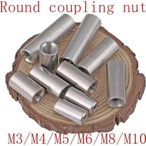 1-5pcs M3 M4 M5 M6 M8 M10 Stainless Steel extend long round coupling nut