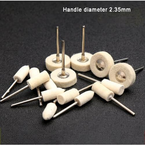 2Pcs Grinding Polishing Tool Accessories 2.35mm Handle Buffing Grinding Wheel Wool Felt Pad+Rotary Mandrels