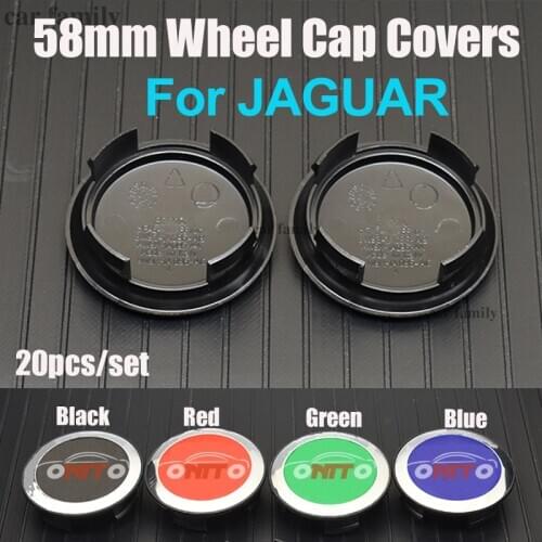 20pcs black/green/blue/red ABS 58mm Wheel Center Caps Covers Wheel Hub Cap for jaguar XF XJ XJS XK S-TYPE X-TYPE OEM Car Styling