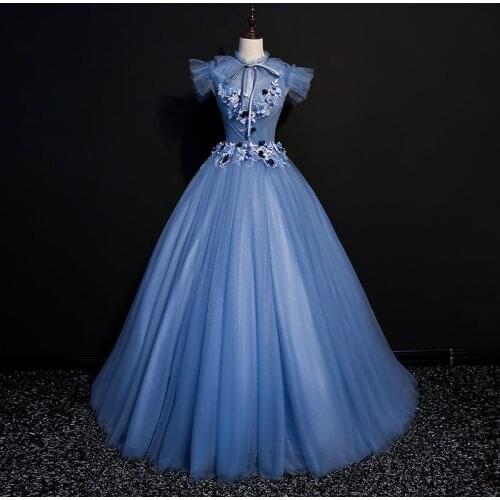 2021 Fashion Quinceanera Dresses High Neck Colorful Yarn Student Art Solo Dress Pompous Skirt Host Evening Long Style Ball Gown