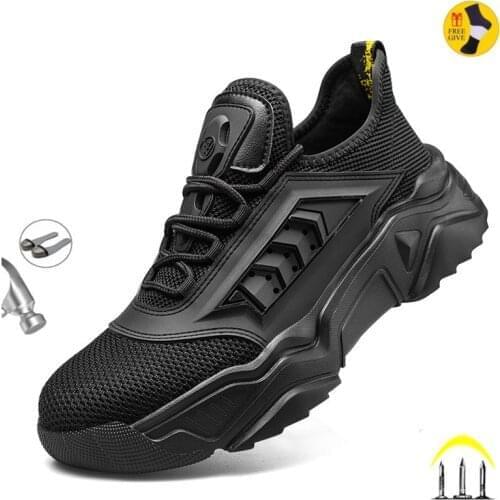 2021 Male Work Boots Indestructible Safety Shoes Men Steel Toe Shoes Puncture-Proof Work Sneakers Male Shoes Adult Work Shoes