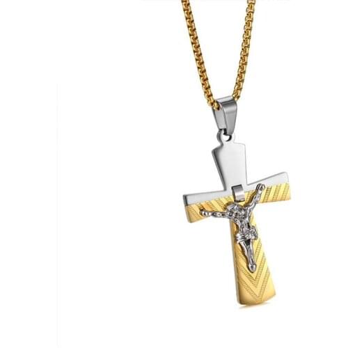 3 Colors Stainless Steel INRI Crucifix Jesus Cross Pendants Necklace For Men Women Jewelry Drop Shipping