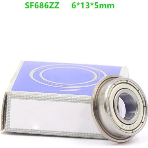 50pcs/lot ABEC-5 SF686ZZ 6x13x5 stainless steel flange ball bearing Miniature SF686 -2Z 6*13*5mm