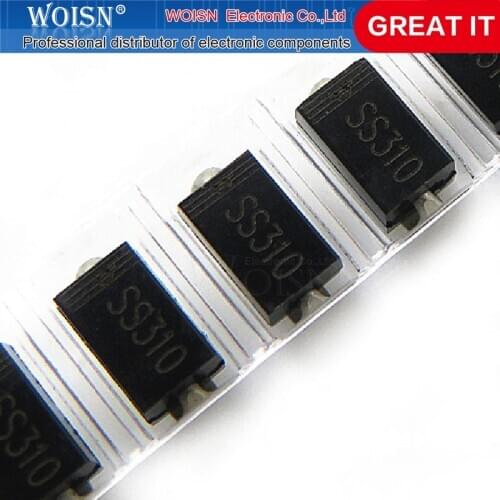 50pcs/lot SS310 SR3100 SMD SR310 Schottky Barrier Rectifier Diode 3A 100V DO-214AC SMA GREAT IT In Stock