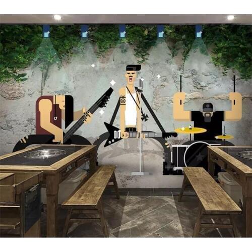 Beibehang Custom Wallpaper 3D Photo murals Nostalgic Rock Band Brick Wall Living room Background wall paper 3d papel de parede