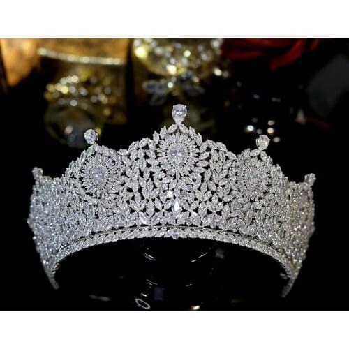ASNORA Elegant Tiaras And Crowns Retro Bridal Big Crown High Quality Cubic Zirconia Wedding Hair Accessories A01015