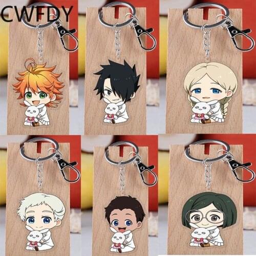 New Anime The Promised Neverland Arcylic Keychain Cartoon Figure Yakusoku No Neverland Transparent Backpack Pendant Gift 5.5cm