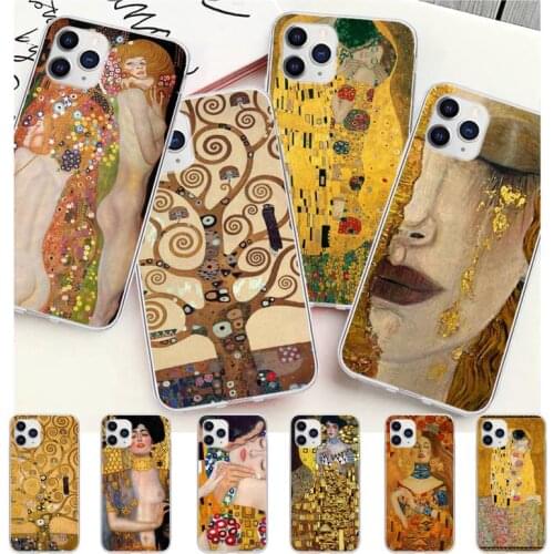 Kiss By Gustav Klimt Art Design Transparent Mobile Phone Case Cover For IPhone 12 11 Pro Max Xs X Xr 7 8 6 6s Plus 5 5s Se 2020