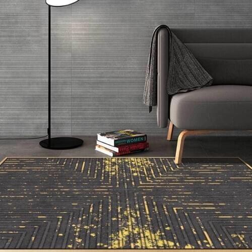 Black White Gold Geometric Line Carpet Modern Abstract Luxury Center Rug Living Room Bedroom Corridor Trendy Room Mat Home Decor