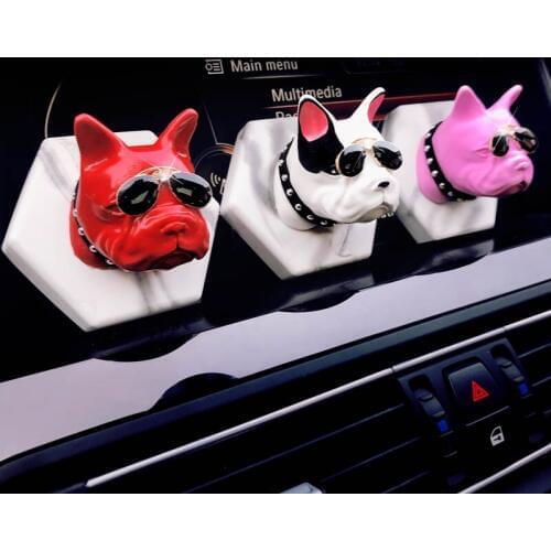 Cute Car Accessories Interior Animal Ornaments French bulldog For Car Decoration Air Freshener Solid Perfume Car-styling