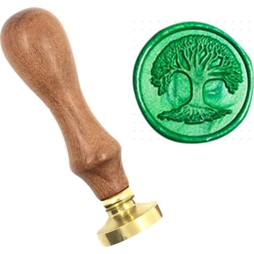 Tree Natural green life brass Wax Stamp wood handle,DIY Ancient Seal Retro Stamp,Personalized Stamp Wax Seal High Quality30