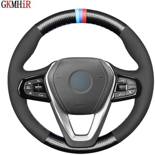 DIY Black Matte PU Carbon Fiber Suede Car Steering Wheel Cover For BMW G20 G21 G30 G31 G32 X3 G01 X4 G02 X5 G05 X7 G07 Z4 G29