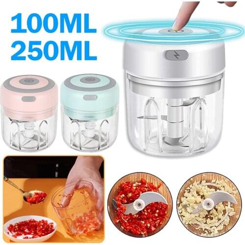 100/250mL Mini Electric Garlic Masher USB Charging Chopper, Ginger Masher Suitable for Kitchen Food Crusher Pepper and Vegetable