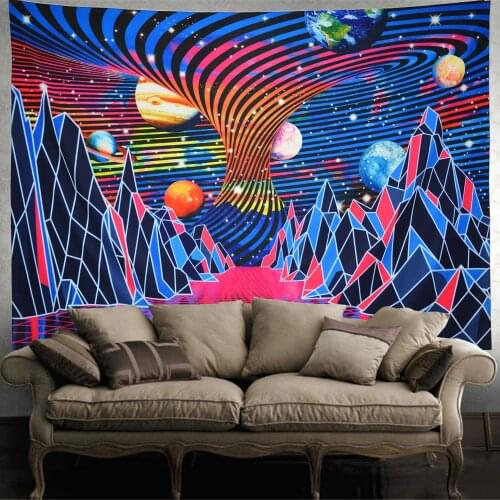 Hippie Tornado Waves Tapestry Retro Abstract Space Landscape Tapestry Psychedelic Galaxy Stars Tapestry Wall Hanging for Room