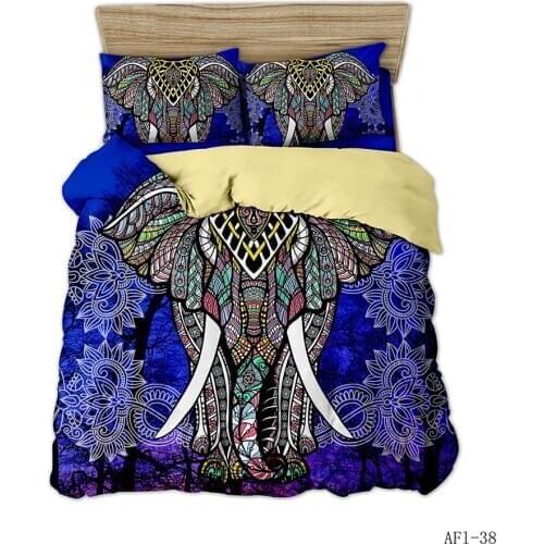 Bohemian Elephant Bedding Set Mandala Mutilcolor Elephant Duvet Cover Set With Pillowcase Animal Home Textile Bedroom Decor