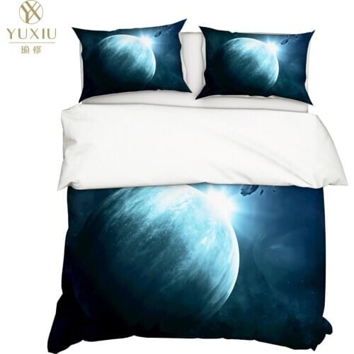 YuXiu 3D Printed Stars Blue Duvet Covers 3Pcs Sets Bedding Set Bed Linens Cover Pillowcase King Queen Full Full Home Texitle