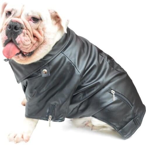 Dog Leather Coat Jacket Winter French Bulldog Clothes Outfit Garment English Bulldog American Bully Pitbull Clothing Dropship