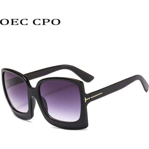 OEC CPO Women Oversize Sun glasses Fashion Female Square Sunglasses Women Famous Brand Black Vintage Shades UV400 O126