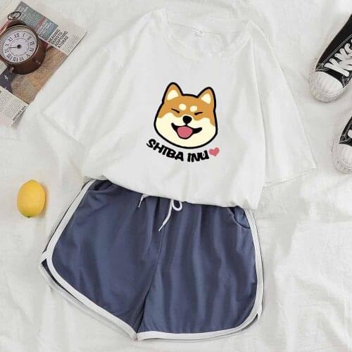 Sleepwear Women Pajama Sets Short Two Piece Pajama Short Set Dog Print Short Sleeve Suit Casual Pants Sleep Tops Women Homewear