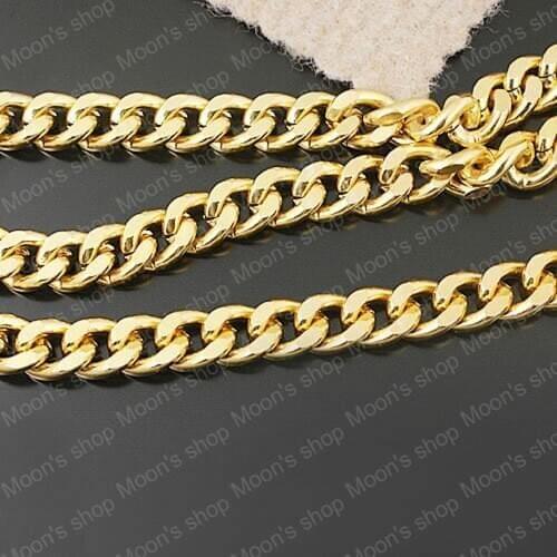 Wholesale Width 9mm Aluminum oxidation process Imitation Gold color Extended Twisted Chains Accessories 2 Meter (JM2997)