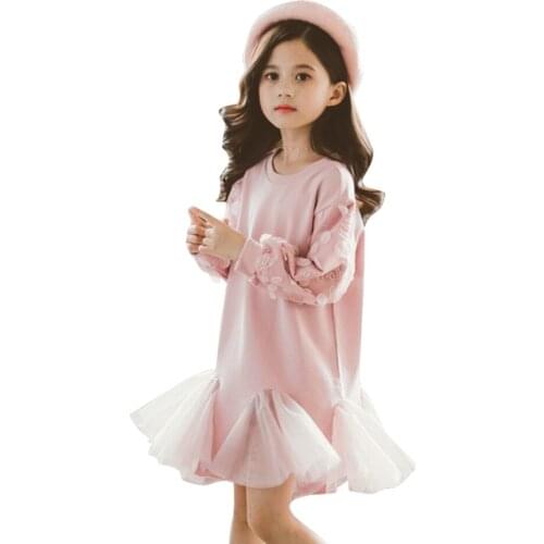 Dress Girl Floral Pattern Dress Girls Casual Style Dress For Kids Spring Autumn Costume Girl 6 8 10 12 14