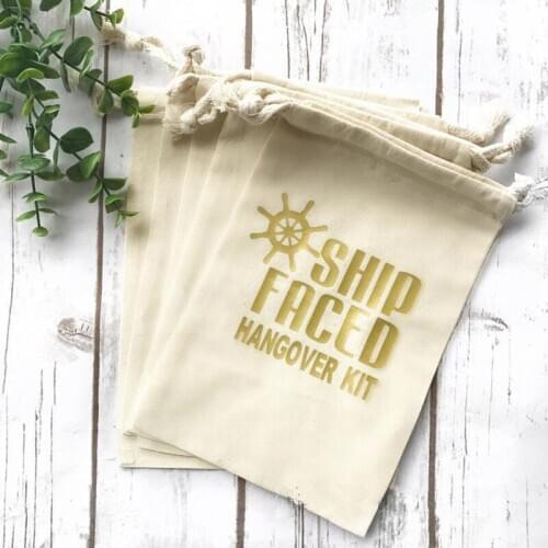 Groomsmen Gift bag foil gold custom Nauti birthday party bags bridal party hangovers Kit bag Survival kit bachelorette Favor bag