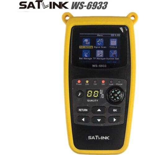 [Genuine] SATLINK WS-6933 DVB-S/S2 FTA C KU Band Digital Satellite Detector Satellite TV Receiver with Compass Support QPSK