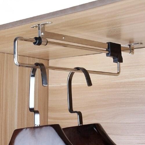 200/300/350/400/450/500mm Adjustable Wardrobe Pull Out Clothes Hanger Rail / Extending Rail / Storage Organiser