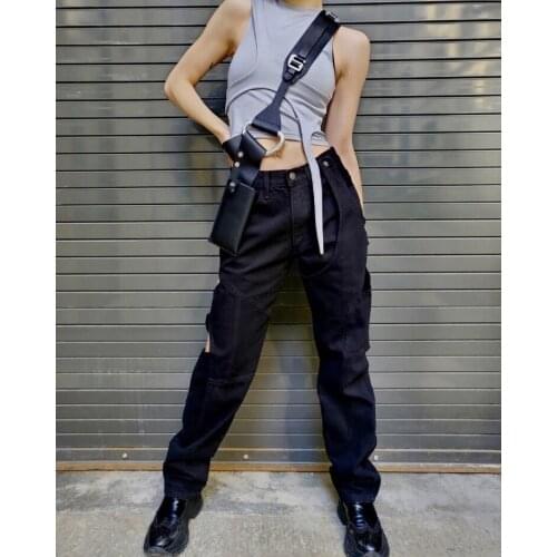 Luxury 2021FW Autumn New Women Black Hole Denim Cowboy Trouse Pants Ladies Chic Jeans Ddxgz2 7.14