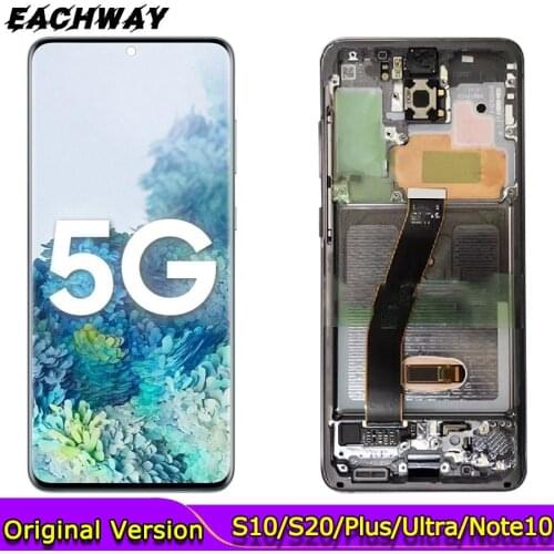 For SAMSUNG GALAXY S10 G973 S20 G980 S10 Plus G975 S20 Plus G985 S20 Ultra G988 Note 10 N970 LCD Display Touch Screen With Frame