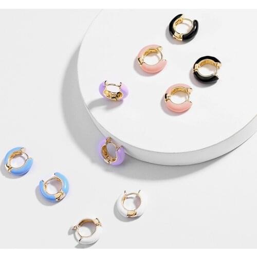 New Design Enamel Cooper Small Hoop Earring for Women Bijoux Fashion Multicolor Geometric Ear Cuffs Party Gifts Pendientes