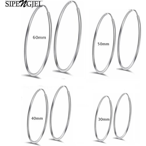 Trendy Silver color Hoop Earrings Small And Big Geometric Round Circle Earrings For Women Korean Jewelry 2020