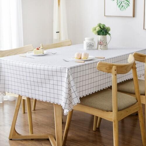 Plastic PVC Thick rectangular lattice printed tablecloth Waterproof Oilproof Home kitchen dining Table colth Cover Mat Oilcloth