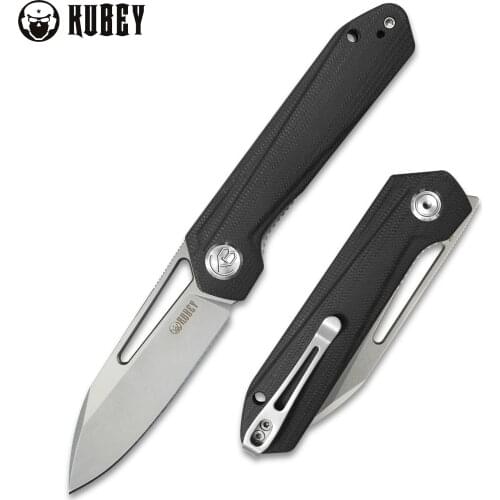 Kubey KU321 Front Flipper Edc Pocket Folding Knife Clip Point D2 Blade and G10 Handle with Reversible Deep Carry Clip for Men