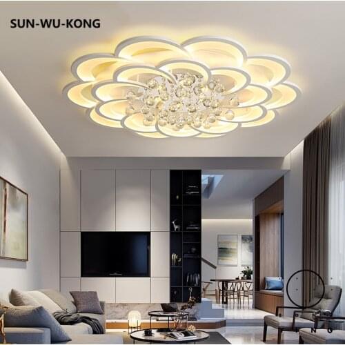 Modern Chandelier Lighting Crystal Led Ceiling Light for Living Room Bedroom Home Deco White Acrylic Ceiling Lamp Fixtures