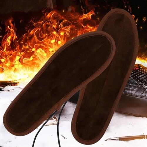USB Heated Insoles Washable Electric Pads Winter Foot Warmers Unisex Shoes Boot Heater Insoles Keep Warm with Fur Foot Pads