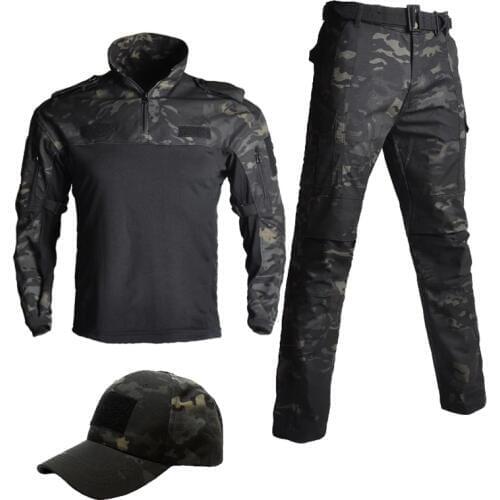 TAK YIYING Tactical Camouflage Military Uniform Clothes Suit Men US Army clothes Military Combat Shirt + Cargo Pants With Hat