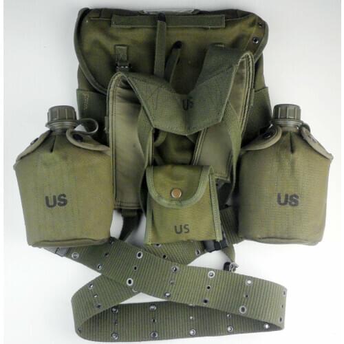 WW2 US Army M1956 Field Pack Bag Belt M1956 Water Canteen Pouch Case Suspender Soldier Military War Reenactments