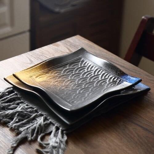 Japanese Ceramic Plates Creativity Sashimi Sushi Plate Irregular Western Steak Dishes Relief Decor Home Kitchen Tableware