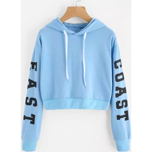 Women Letters Printed Hoodie Crop Top Long Sleeve Hoodies Sweatshirt Women Autumn Harajuku Girls Hoodies Sweatshirts #T1G