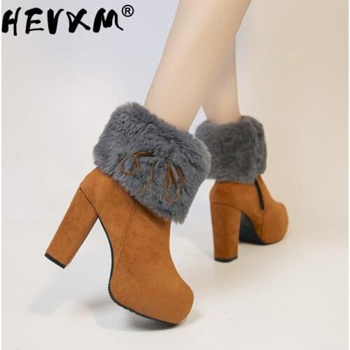 2022 Thick-heeled High-heeled Boots Women Winter New Fashion Side Zipper Thick-soled Martin Boots Warm and Velvet Women Boots