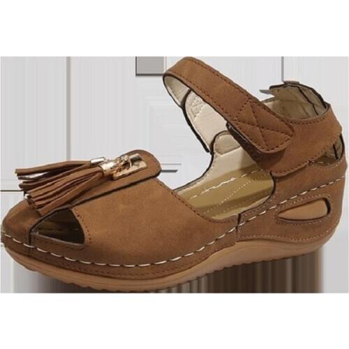 Ladies Fashion Retro Baotou Comfortable Tassel Roman Sandals